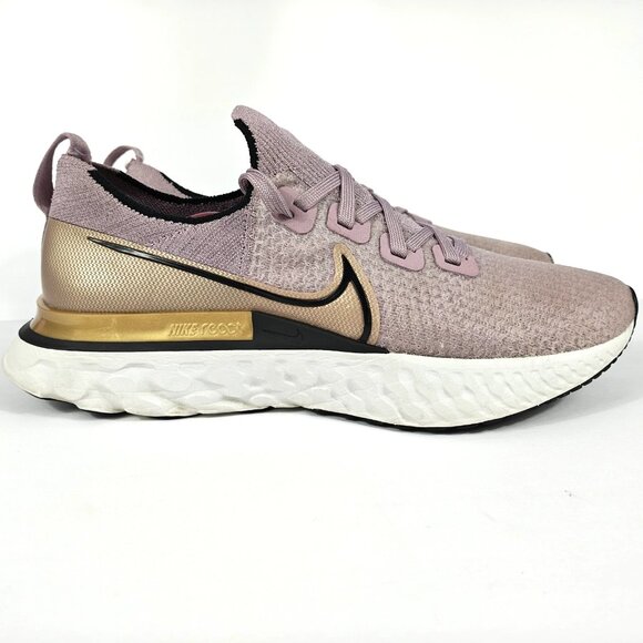 Nike React Infinity Run Flyknit Womens 10 Shoe Plum Fog Metallic Gold CD4372-500 - Picture 8 of 16